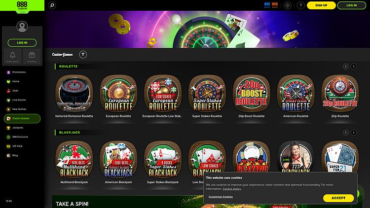 888 Casino Casino Games